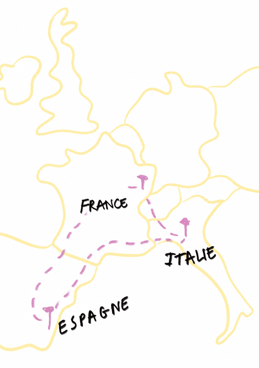 Carte du parcours d'un Lua en Europe