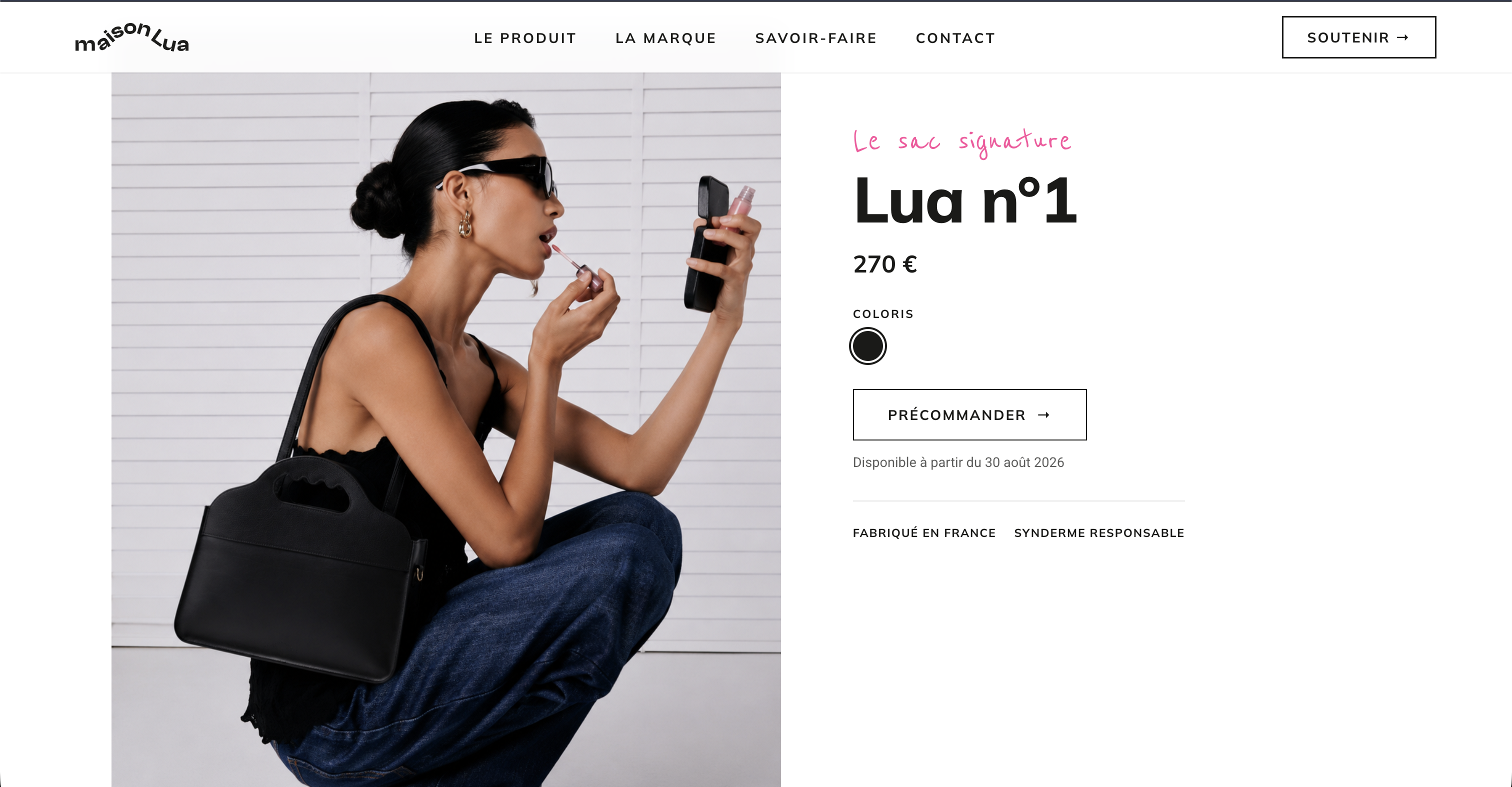 Section produit de la page produit Maison Lua